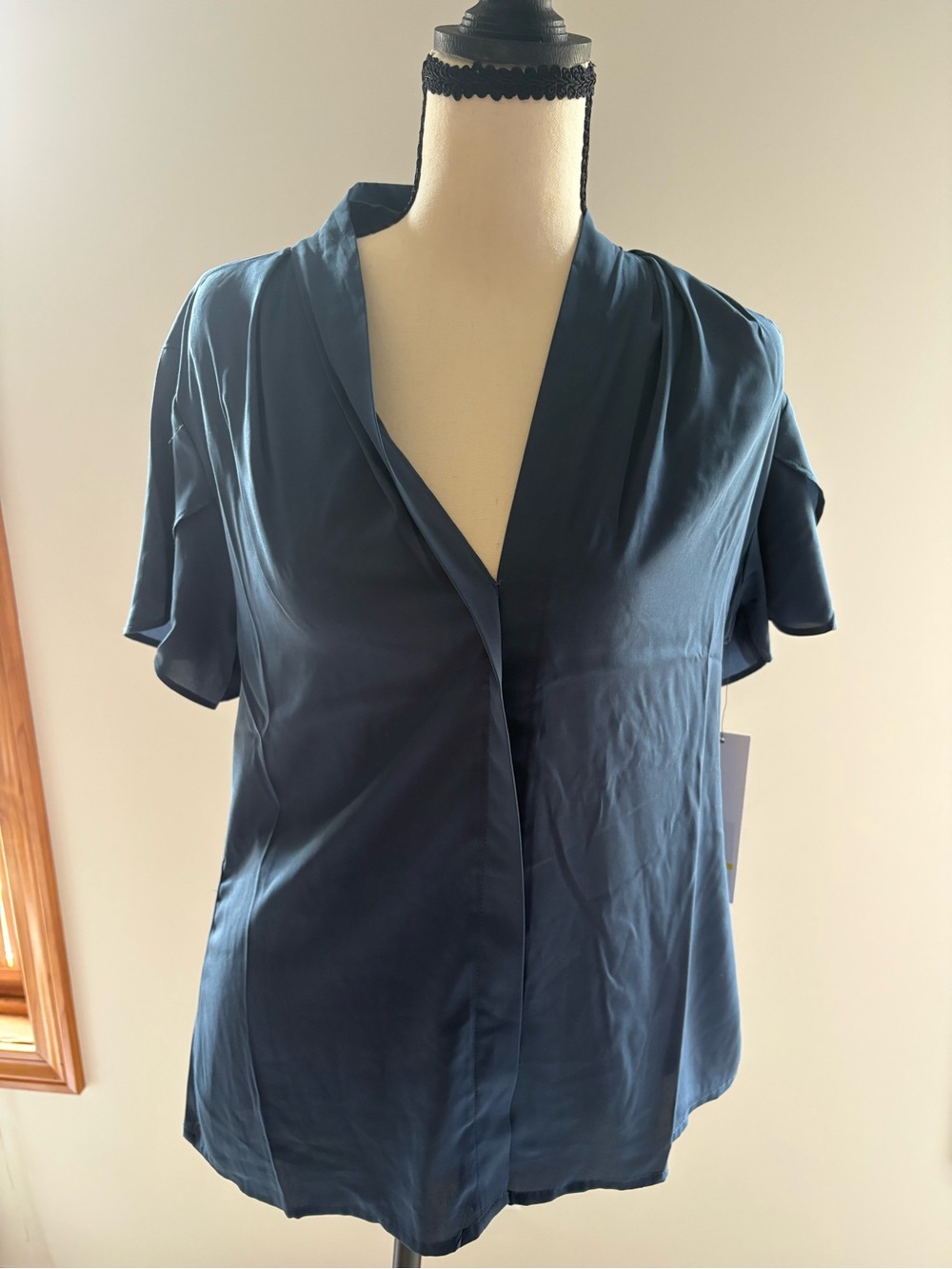 Calvin Klein Short-Sleeve V-Neck Blouse - Deep Teal